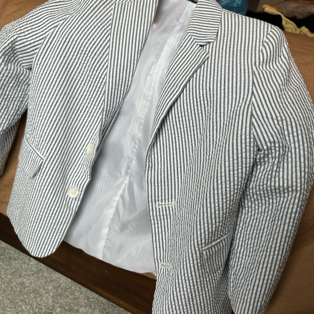 Young Boys Seersucker Blazer Jacket